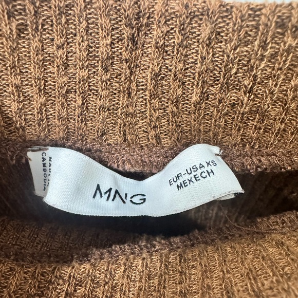 Mango Brown Ribbed Wide-Leg Knit Pants - Picture 2 of 3